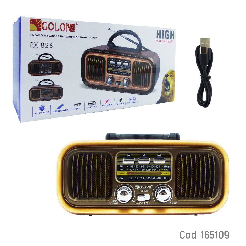 Radio multibanda marca golon modelo rx-826 recargable con conexion bluetooth, fm, usb y tf mayorista — imagen 4
