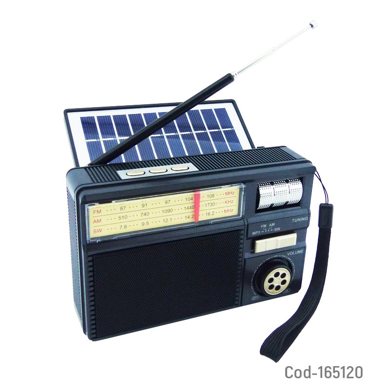 Radio Multibanda Solar MEIER Modelo MD-979S Recargable Con Conexion Bluetooth, FM, AUX, USB Y TF 14.4 cm x 5.5 cm x 9.5 cm por mayor en Chile
