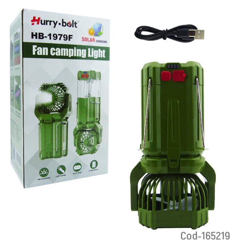 Farol plegable solar led con ventilador modelo hb1979 recargable. mayorista — imagen 4