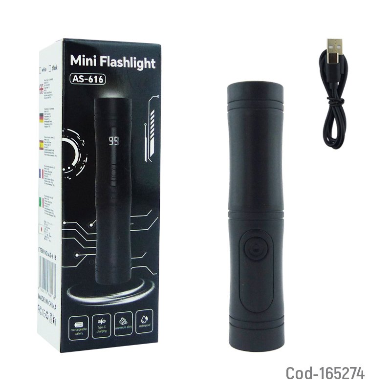 Linterna de 1 led mini modelo as616 de luz blanca, con indicador de carga en 2 colores. mayorista — imagen 5