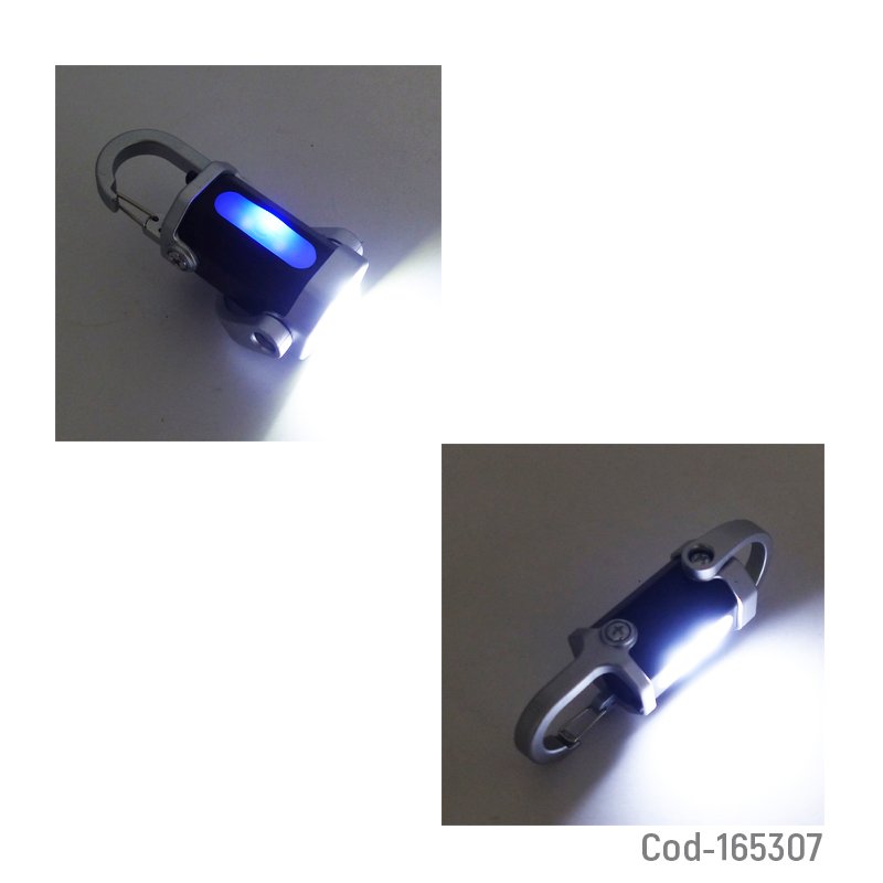 Linterna de 1 mas 4 led modelo mini tipo llavero con baliza recargable type-c - pack de 10 unidades mayorista — imagen 3