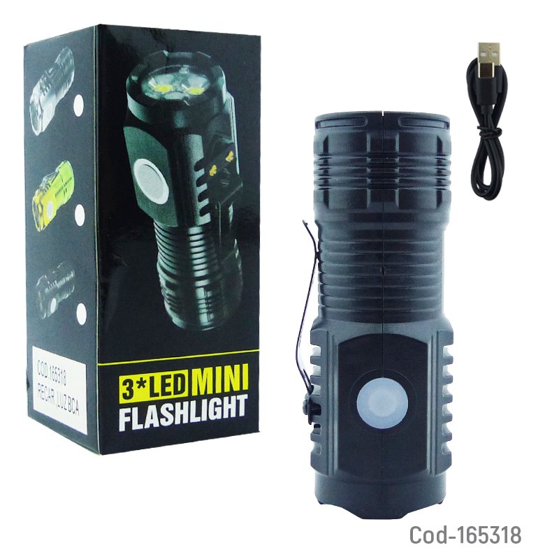 Linterna de 3 led mini con agarre a cinturon, iman y recargable - pack de 10 unidades mayorista — imagen 4
