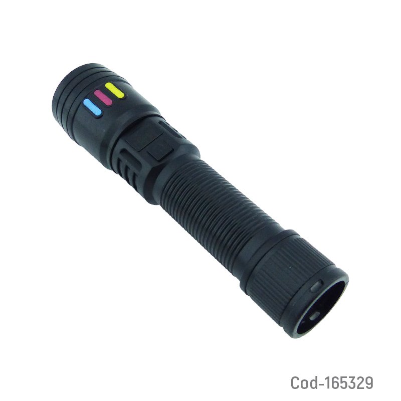 Linterna de 1 led tactica en pvc con zoom modelo p-50 con indicador de carga, recargable. mayorista — imagen 2