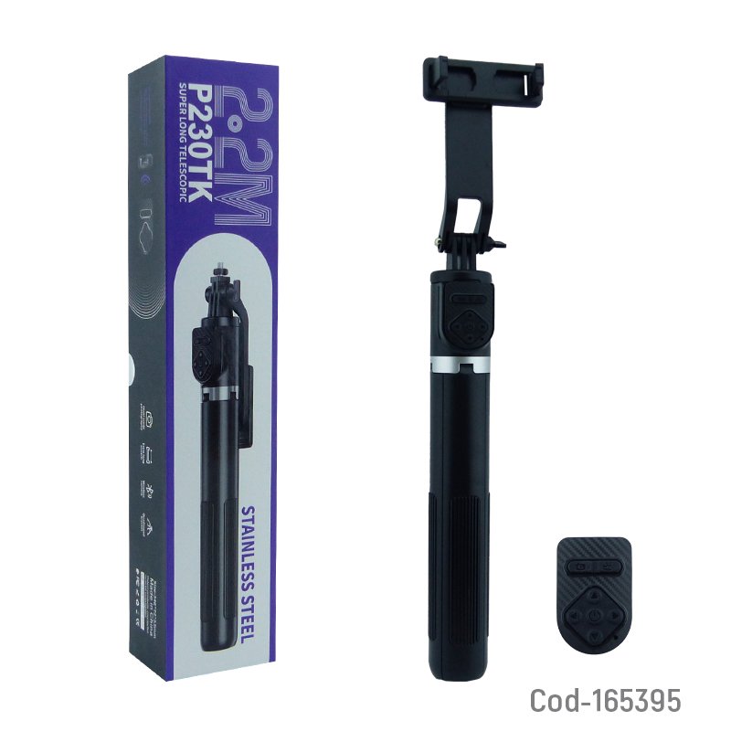 Monopod de 9 elementos 2 mts, bluetooth modelo p230tk con tripode mayorista — imagen 3