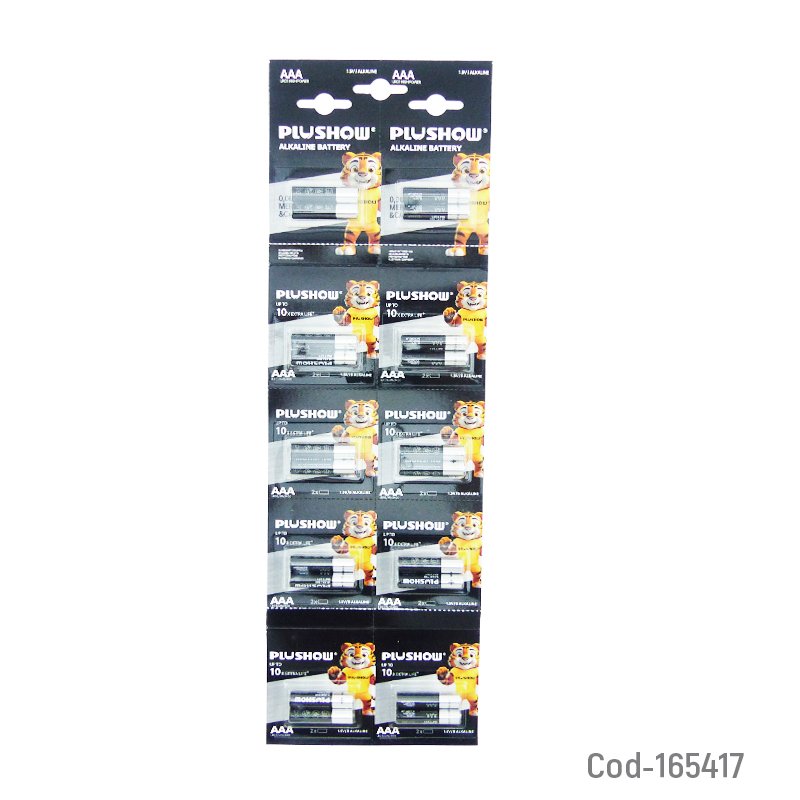 Pila Marca PLUSHOW Tipo AAA Set X 10 Pares Alkaline De 1.5 Volt por mayor en Chile