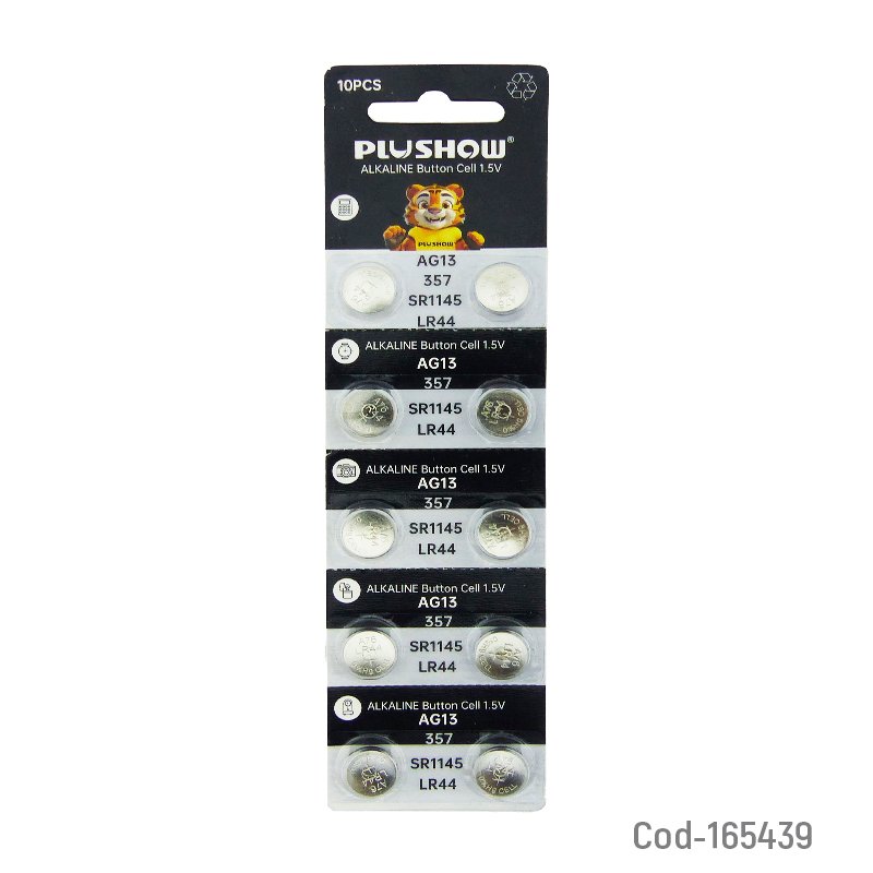 Pila PLUSHOW Modelo AG-13 Modelo LR44 Set Por 10 Piezas De 1.5 Volt Alkaline por mayor en Chile