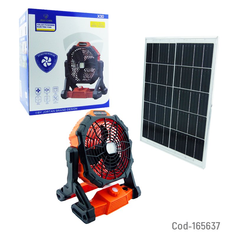 Ventilador solar portable marca jortan recargable modelo x30 con led y dimmer. mayorista — imagen 4