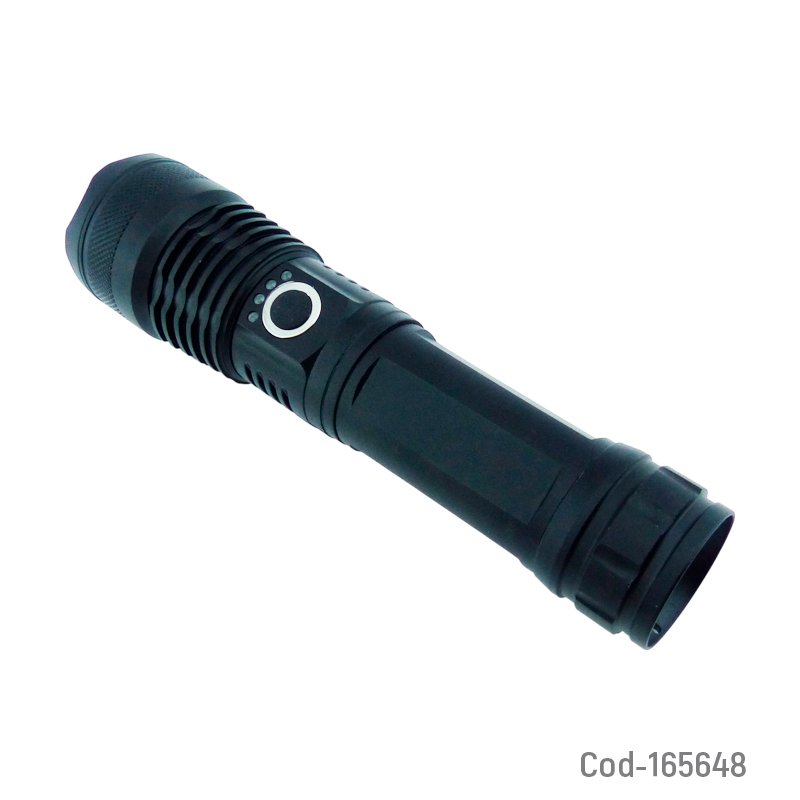 Linterna de 1 led tactica con zoom modelo t9 en aluminio recargable y adaptador para pila. mayorista — imagen 2