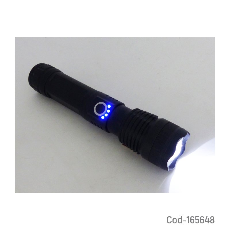 Linterna de 1 led tactica con zoom modelo t9 en aluminio recargable y adaptador para pila. mayorista — imagen 3
