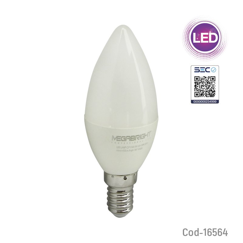 Ampolleta led vela 5 wat, e-14, 450lm luz fria, megabright - pack de 20 unidades mayorista — imagen 3