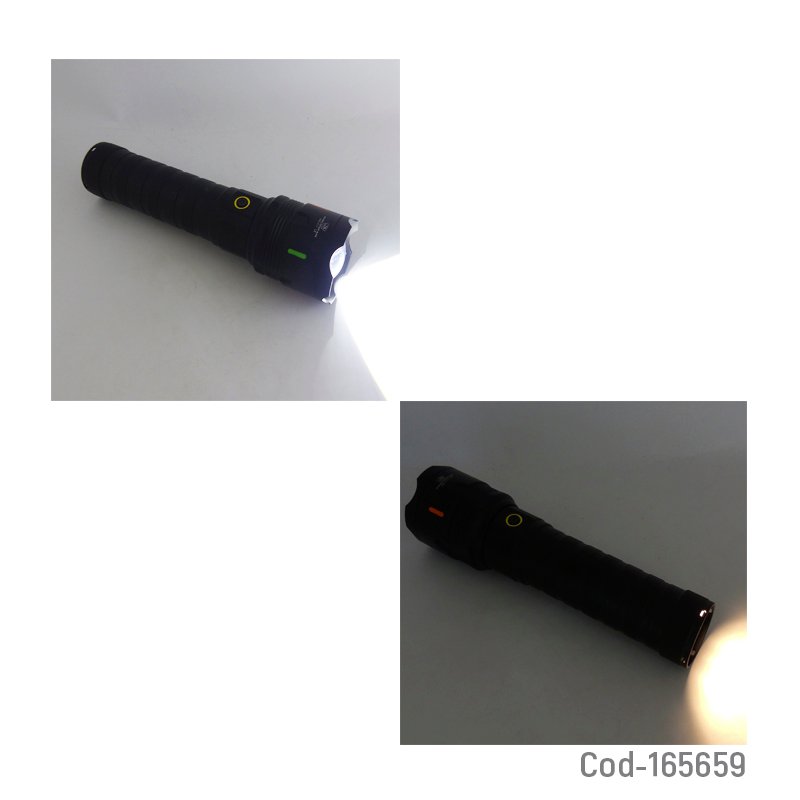 Linterna de 1 led mas 10 led tactica modelo x17 de luz laser en aluminio y baliza, recargable. mayorista — imagen 3