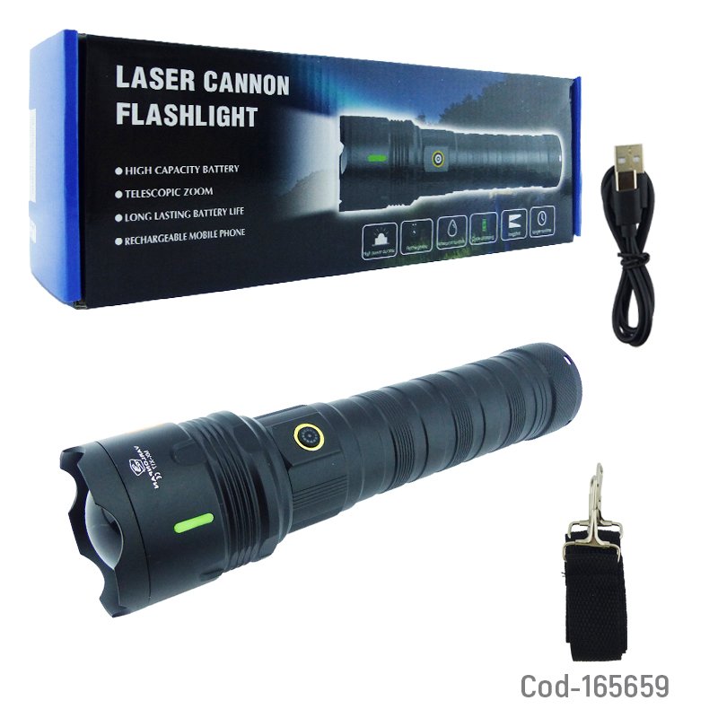 Linterna de 1 led mas 10 led tactica modelo x17 de luz laser en aluminio y baliza, recargable. mayorista — imagen 4