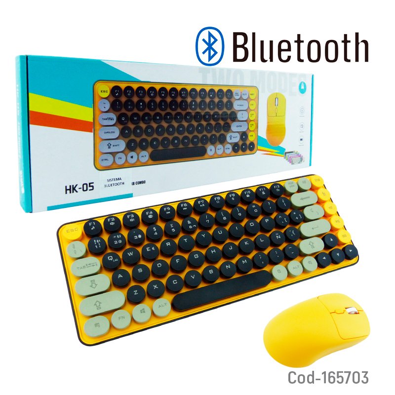 Teclado Y Mouse Bluetooth Modelo HK-05 De Teclas Redondas. 31.8 cm x 12.6 cm x 3.2 cm por mayor en Chile