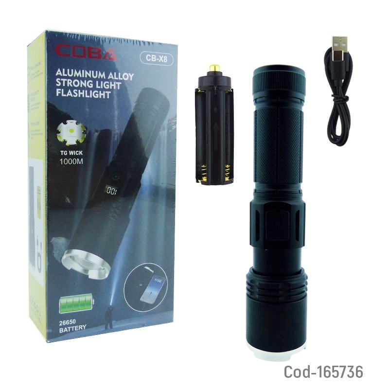 Linterna de 1 led en aluminio marca coba modelo cb-x8, luz laser, recargable. mayorista — imagen 4