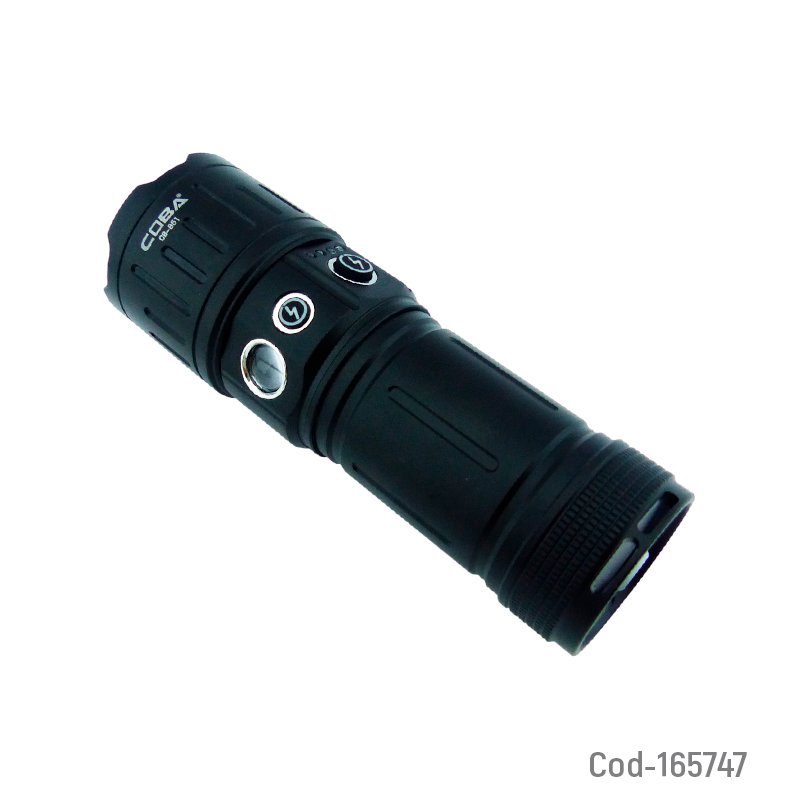 Linterna de 1 led mas 1 led lateral en aluminio marca coba modelo cb-b51 luz laser recargable. mayorista — imagen 2