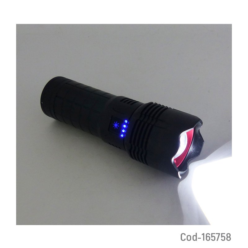 Linterna de 1 led de aluminio con zoom marca coba modelo cb-w522a, 3000m luz laser, power bank y recargable. mayorista — imagen 3