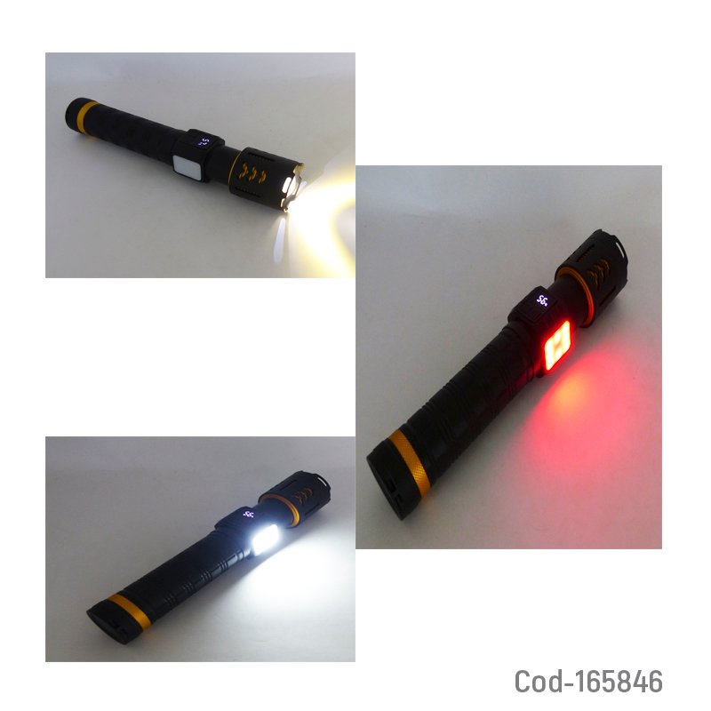 Linterna led tactica de aluminio con zoom, luz laser blanca, baliza y recargable mayorista — imagen 3