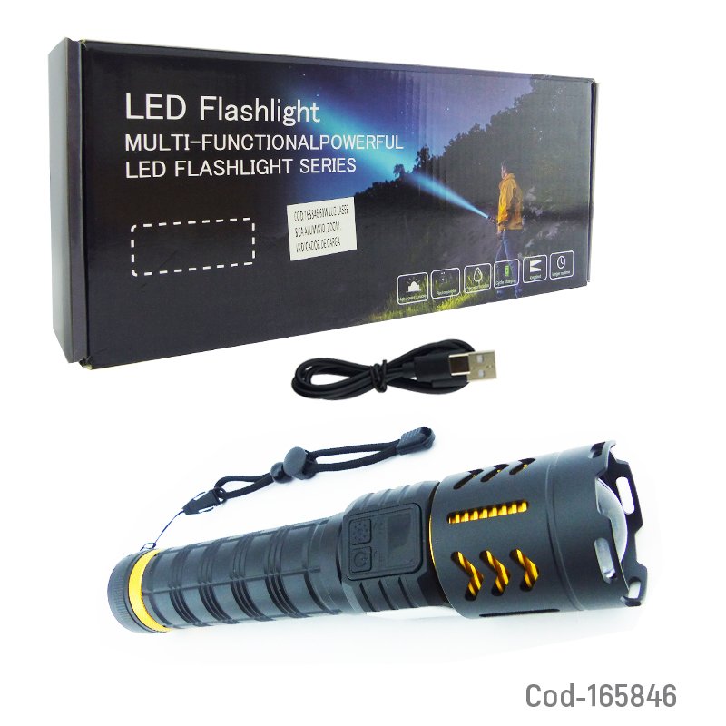 Linterna led tactica de aluminio con zoom, luz laser blanca, baliza y recargable mayorista — imagen 4