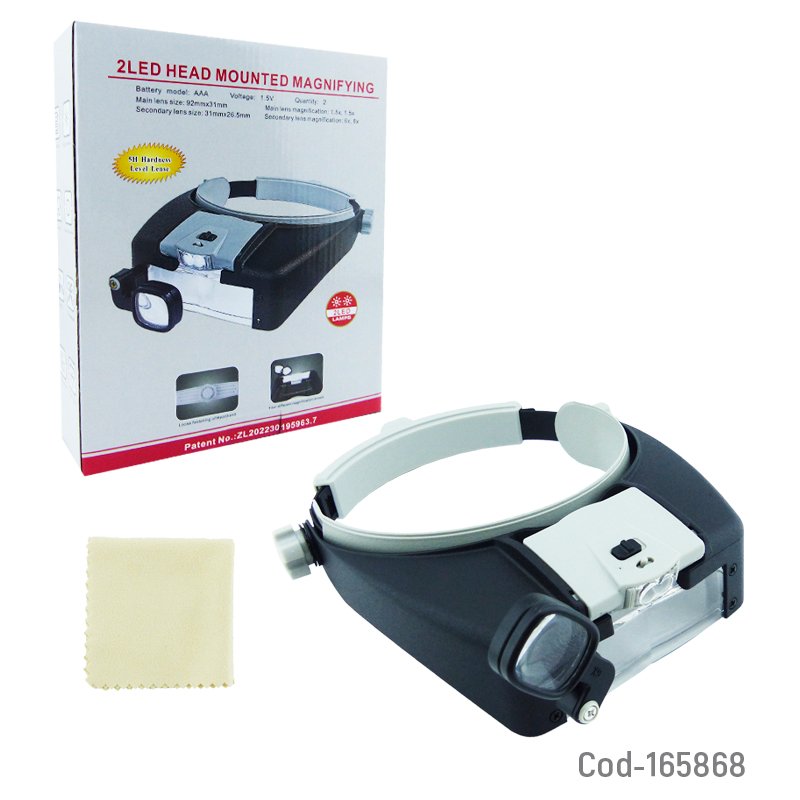Visera con lupa ajustable modelo 81007ap con 2 lentes y 2 led. mayorista — imagen 3