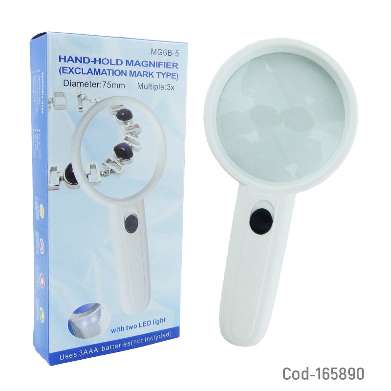 Lupa de 80 mm modelo mg6b-5 con 2 luz led a pilas (no incluidas) mayorista — imagen 3