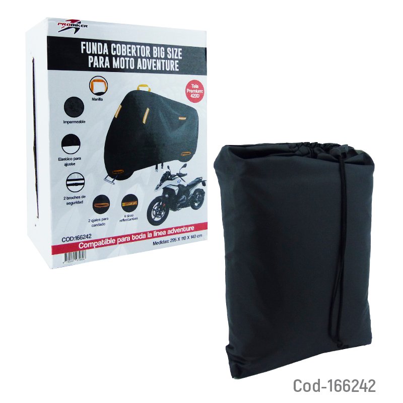 Funda para moto marca probiker para modelo adventure con ojales y tela 420d mayorista — imagen 3