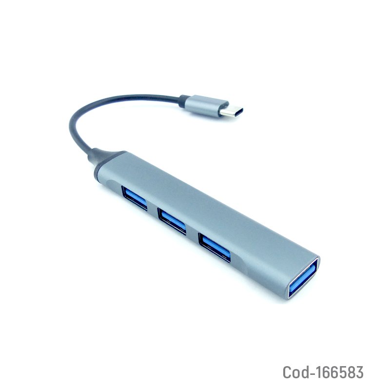 Hub type-c a 4 puestos usb marca dk en aluminio. - pack de 10 unidades mayorista — imagen 2