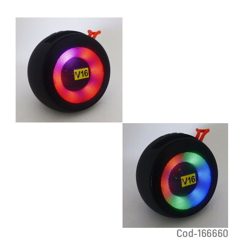 Parlante recargable modelo v16 redondo de 8 watt bluetooth con rgb, fm, usb y type-c. mayorista — imagen 3