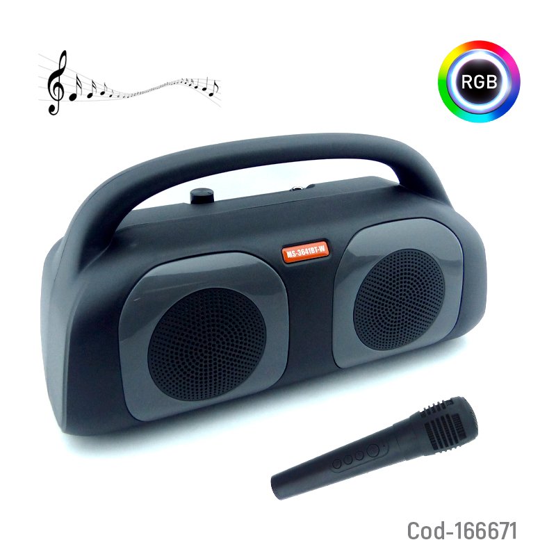 Parlante karaoke portable recargable modelo ms-3641bt con microfono recargable y luz rgb mayorista — imagen 4