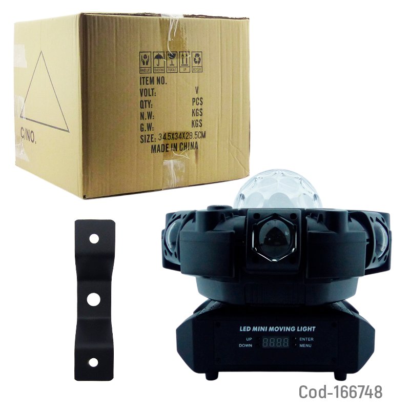 Moving head de 6 cabezas mas bola disco laser, luz rgb con dmx y lcd mayorista — imagen 4