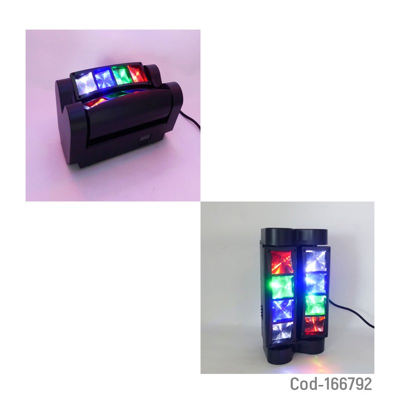 Moving head mini tipo spider de 8 luces rgb con movimiento y dmx con pantalla lcd. mayorista — imagen 3