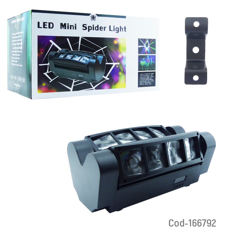 Moving head mini tipo spider de 8 luces rgb con movimiento y dmx con pantalla lcd. mayorista — imagen 4