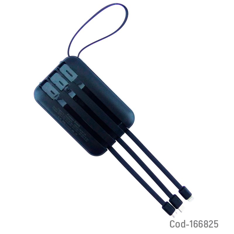 Bateria de emergencia 22.5 watt con puertos usb type-c micro usb y cables integrados de 10.000 mah con linterna mayorista — imagen 2