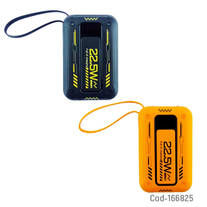 Bateria de emergencia 22.5 watt con puertos usb type-c micro usb y cables integrados de 10.000 mah con linterna mayorista — imagen 3