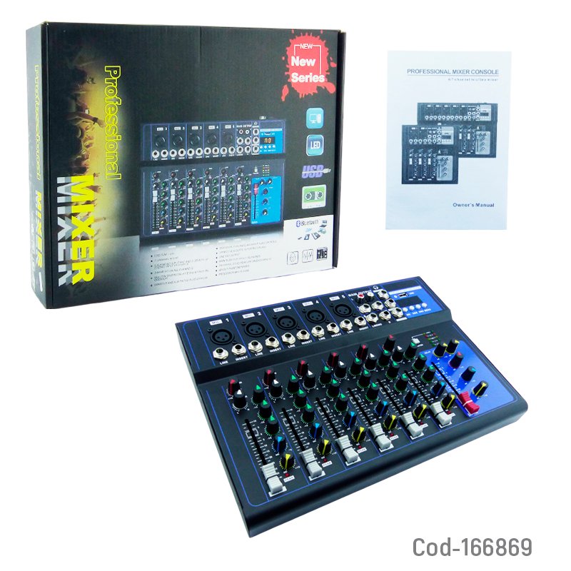 Consola mezcladora mixer de sonido portatil de 7 canales con bluetooth y usb mayorista — imagen 4