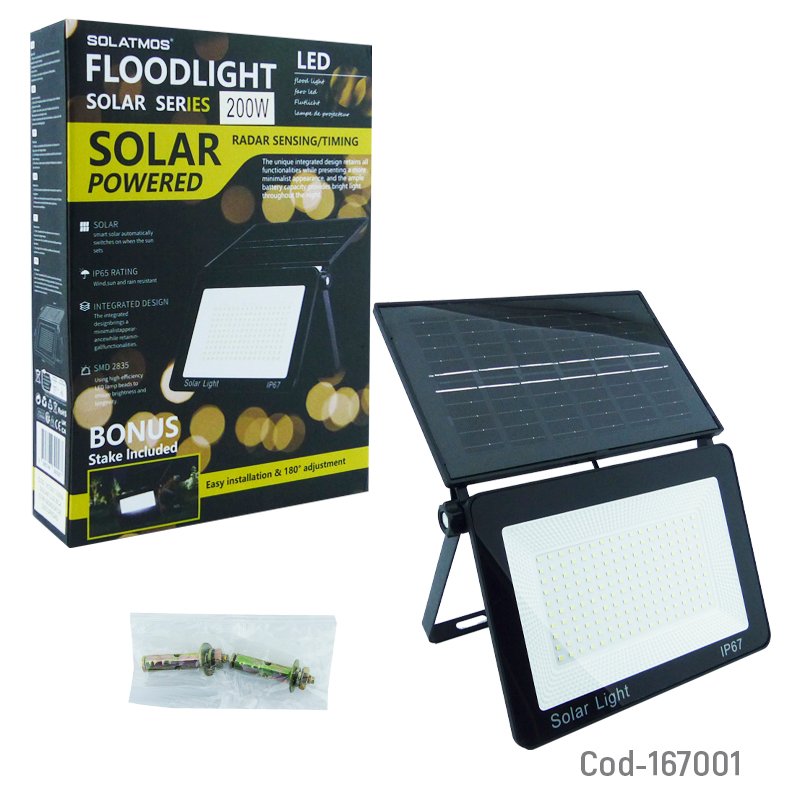 Proyector solar led de 200 watt plegable de 170 led con sensor de obscuridad. mayorista — imagen 4
