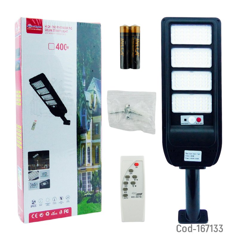 Foco Con Brazo Solar De 400 Watt Modelo LH-99 De 96 LED En 4 Placas Con Control Remoto Y Sensor 36 cm x 14.5 cm x 4.3 cm por mayor en Chile