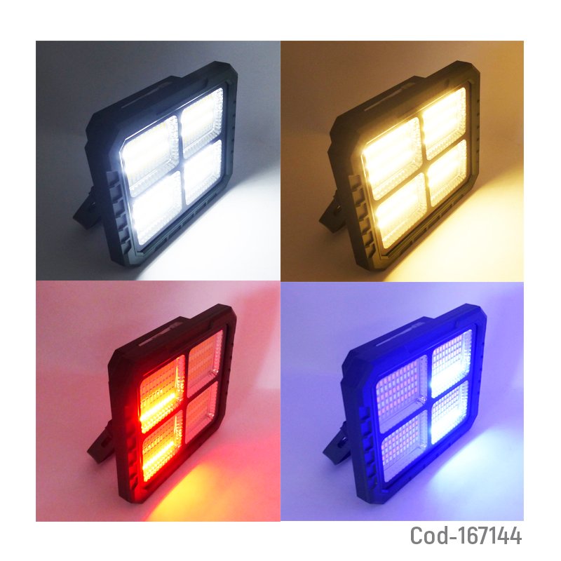Proyector solar led de 100watt modelo bl-930 con panel solar plegable y 264 led, luz en 3 tonos y baliza. mayorista — imagen 3
