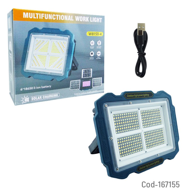 Proyector solar led modelo w8150-3 con 3 paneles solares, 336 led, 3 tonos de luz y gancho para colgar. mayorista — imagen 4