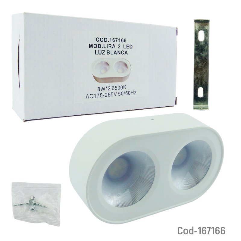 Foco doble led modelo lira de luz blanca 6500k a 16 watt mayorista — imagen 4