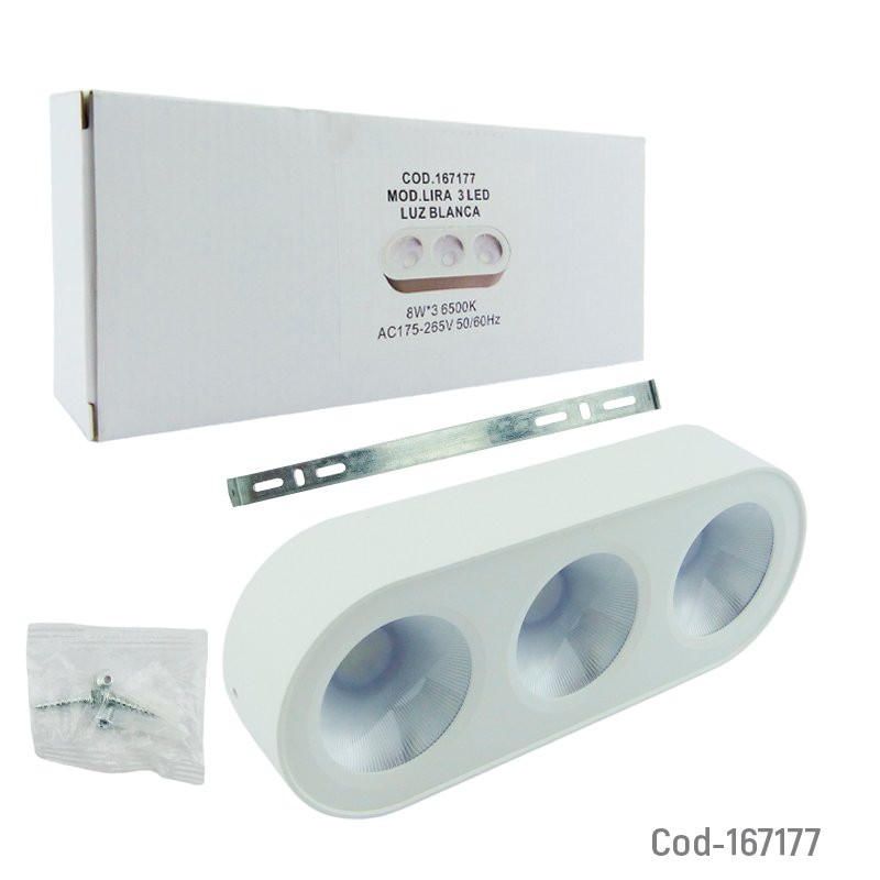 Foco triple led modelo lira de luz blanca 6500k a 24 watt mayorista — imagen 4