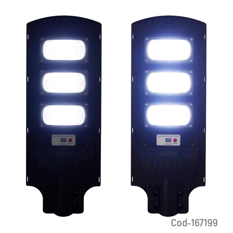 Foco con brazo solar de 300 watt en pvc de 144 led en 3 placas con sensor y control remoto mayorista — imagen 3