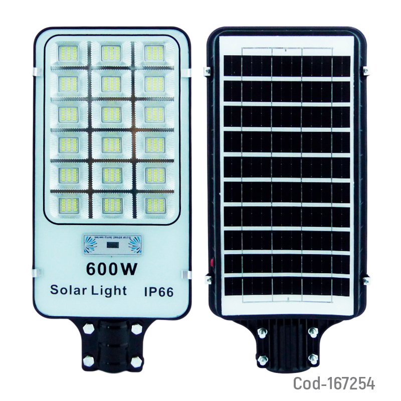 Foco para poste solar de 600 watt, 270 led en 18 placa con sensor y control remoto mayorista — imagen 2
