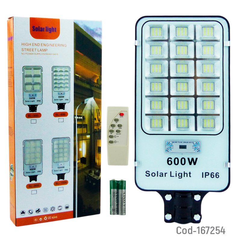 Foco para poste solar de 600 watt, 270 led en 18 placa con sensor y control remoto mayorista — imagen 4