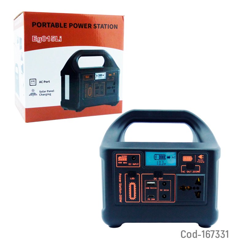 Estacion de energia de 200 watt portatil modelo eg015li con usb, pd, dc y adaptador universal. mayorista — imagen 4