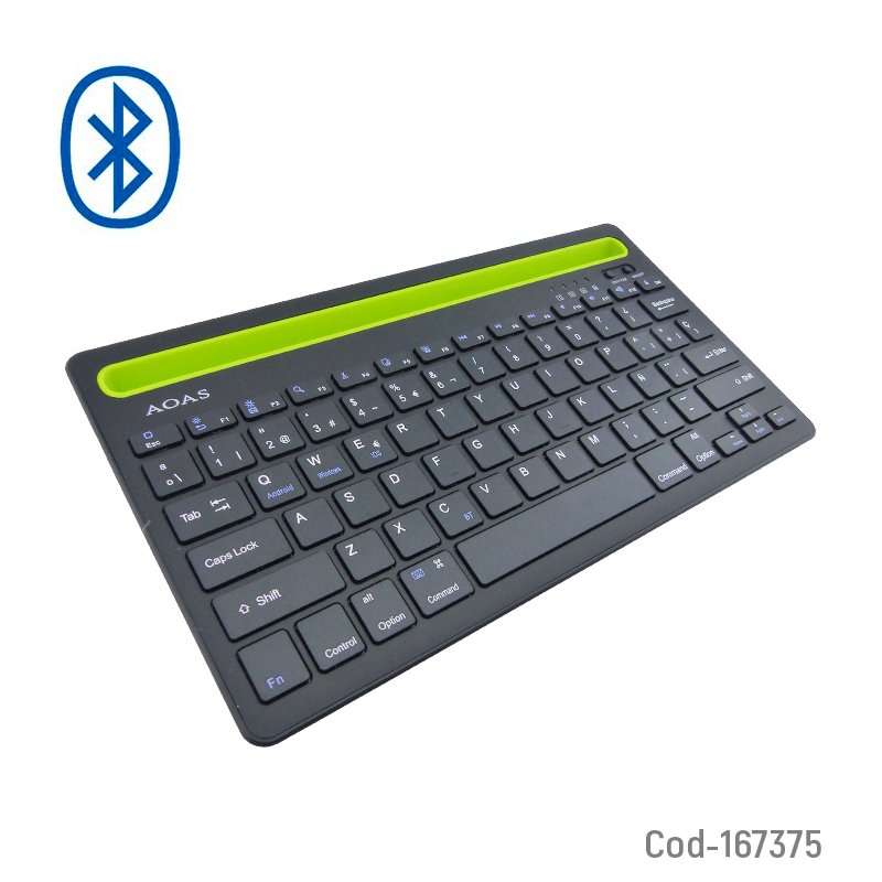 Teclado Bluetooth Modelo AS-199 Marca AOAS Recargable Con Ranura Para Smartphone O Tablet 28.9 cm x 15.9 cm x 1.7 cm por mayor en Chile