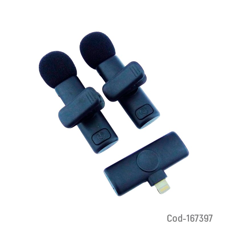 Microfono inalambrico para smartphone marca rst set x 2 conexion para iphone y protector de viento. mayorista — imagen 2