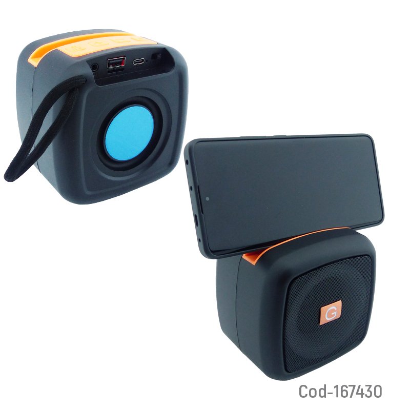 Parlante recargable marca music modelo x-911 con bluetooth, porta smartphone, luz rgb, fm y usb tipe-c mayorista — imagen 2