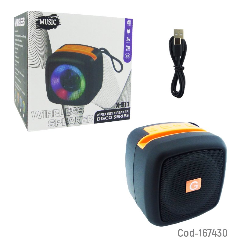 Parlante recargable marca music modelo x-911 con bluetooth, porta smartphone, luz rgb, fm y usb tipe-c mayorista — imagen 5