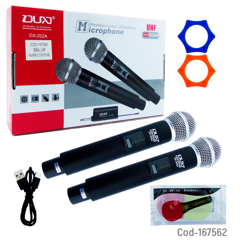 Microfono inalambrico profesional set x 2 modelo dx-202a con señal uhf y pantalla mayorista — imagen 3
