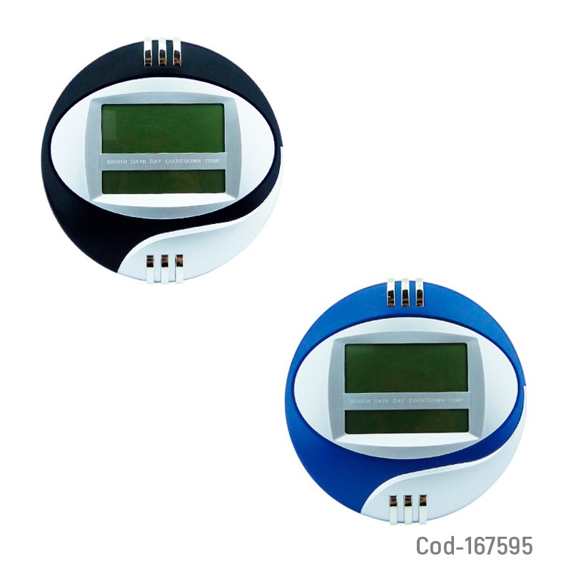 Reloj digital 2 en 1 para muro o escritorio modelo b-79 redondo con alarma, fecha y temperatura. mayorista — imagen 3